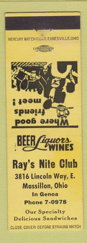 Matchbook Cover - Ray's Nite Club Massillon OH