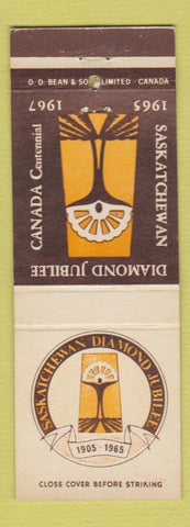 Matchbook Cover - Saskatchewan Diamond Jubilee SK 1965 DD Bean
