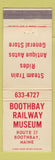 Matchbook Cover - Boothbay Railway Museum Boothbay ME railroad