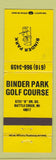 Matchbook Cover - Binder Park Golf Course Battle Creek MI