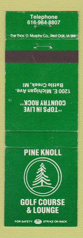 Matchbook Cover - Pine Knoll Golf Course Lounge Battle Creek MI
