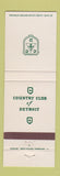 Matchbook Cover - Country Club of Detroit MI
