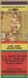 Matchbook Cover - DJ Butler Superior Match Fort Wayne IN