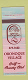 Matchbook Cover - Oronoque Village Golf and Country Club