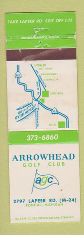 Matchbook Cover - Arrowhead Golf Club Pontiac MI