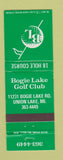 Matchbook Cover - Bogie Lake Golf Club Union Lake MI