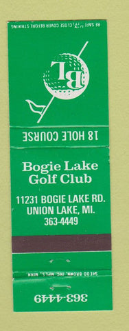 Matchbook Cover - Bogie Lake Golf Club Union Lake MI