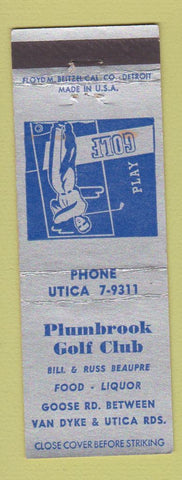 Matchbook Cover - Plumbrook Golf Club Utica MI
