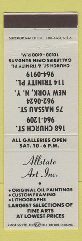 Matchbook Cover - Allstate Art Framing Paintings New York City