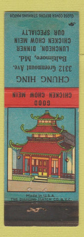 Matchbook Cover - Chung Hing Chinese Restaurant Baltimore MD