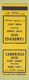 Matchbook Cover - Cambridge Hotel Fort Garry MB
