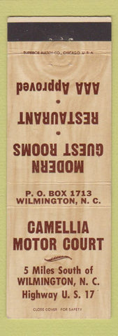 Matchbook Cover - Camellia Motor Court Wilmington NC