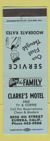Matchbook Cover - Clarke's Motel Eureka CA