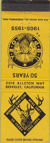Matchbook Cover - Berkeley Elks Club 1955 CA