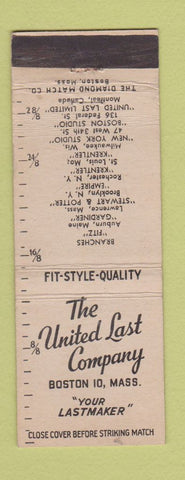 Matchbook Cover - United Last Company Boston MA