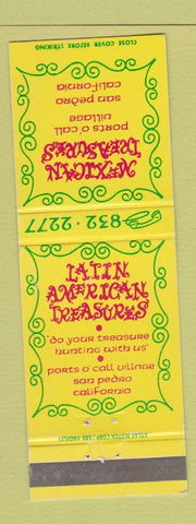 Matchbook Cover - Mexican Treasures Restaurant San Pedro CA