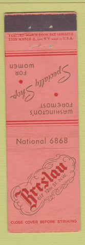 Matchbook Cover - Breslau Weon's Clothes Washington DC feature