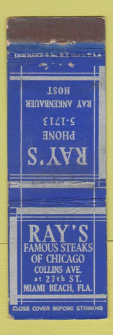 Matchbook Cover - Ray's Steaks Miami Beach FL
