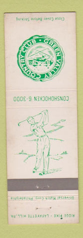 Matchbook Cover - Green Valley Country Club Lafayette Hill PA