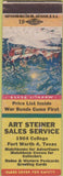 Matchbook Cover - Art Steiner Sales Fort Worth TX Advertising