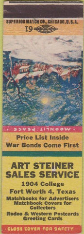 Matchbook Cover - Art Steiner Sales Fort Worth TX Advertising