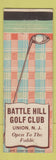 Matchbook Cover - Battle Hill Golf Club Union NJ