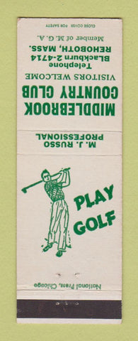 Matchbook Cover - Middlebrook Country Club Rehoboth MA