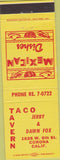 Matchbook Cover - Taco Tavern Cornoa CA Mexican Food