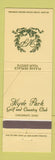 Matchbook Cover - Hyde Park Golf and Country Club Cincinnati OH