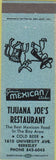Matchbook Cover - Tijuana Joe's Restaurant Berkeley CA blue
