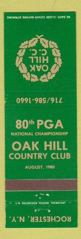 Matchbook Cover - Oak Hill Country Club Rochester NY 1980 PGA Championship