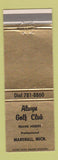 Matchbook Cover - Alwyn Golf Club Marshall MI