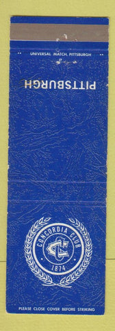 Matchbook Cover - Concordia Club Pittsburgh PA