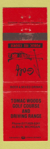 Matchbook Cover - Tomac Woods Golf Course Driving Range Albion MI RED
