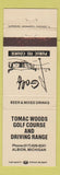 Matchbook Cover - Tomac Woods Golf Course Driving Range Albion MI PEACH
