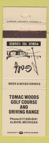 Matchbook Cover - Tomac Woods Golf Course Driving Range Albion MI PEACH