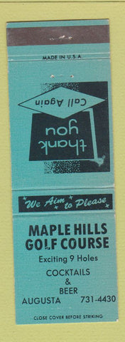 Matchbook Cover - Maple Hills Golf Course Augusta MI TEAL