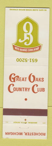 Matchbook Cover - Great Oaks Country Club Rochester MI