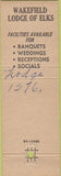 Matchbook Cover - Elks Lodge Wakefield MA