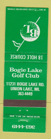 Matchbook Cover - Bogie Lake Golf Club Union Lake MI