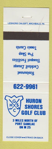 Matchbook Cover - Huron Shore's Golf Club Port Sanilac MI