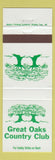 Matchbook Cover - Great Oaks Country Club Rochester MI