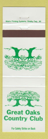 Matchbook Cover - Great Oaks Country Club Rochester MI