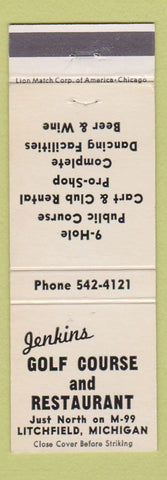 Matchbook Cover - Jenkins Golf Course Restaurant Litchfield MI
