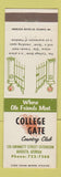 Matchbook Cover - College Gate Country Club Augusta GA