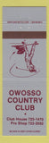 Matchbook Cover - Owosso Country Club MI