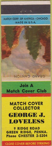 Matchbook Cover - George J Loveless Match Collector Green Ridge PA
