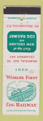 Matchbook Cover - Cog Railway Railroad Mount Washington NH DD Bean WEAR
