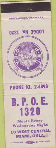 Matchbook Cover - Elks Lodge Miami OK WEAR