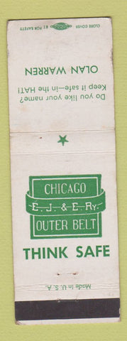 Matchbook Cover - Chicago Outer Belt Railroad Olan Warren Safety WEAR